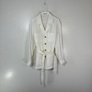Suitsupply Jacket Mens 52 42 White Linen Sahara New Pocket Italian Fabric Belted